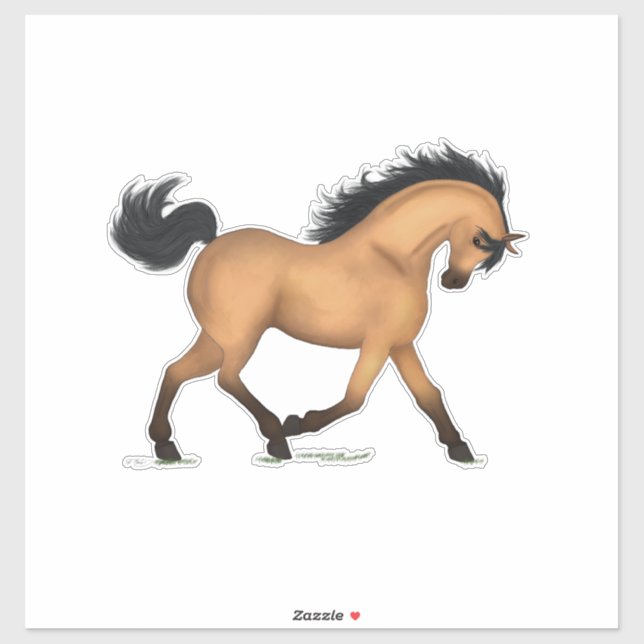 Trotting Buckskin Horse Pony Equestrian Decal (Sheet)