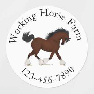 Trotting Clydesdale Horse Circular Text Custom Labels