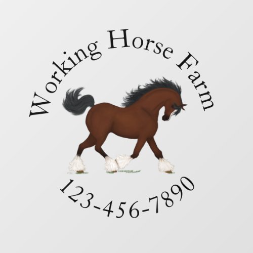 Trotting Clydesdale Horse Circular Text Custom Wall Decal