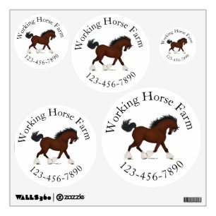 Trotting Clydesdale Horse Circular Text Custom Wall Decal