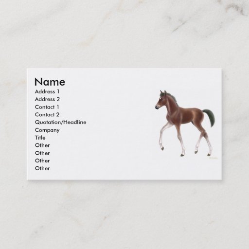 Customizable Trotting Foal Profile Card Business Cards
