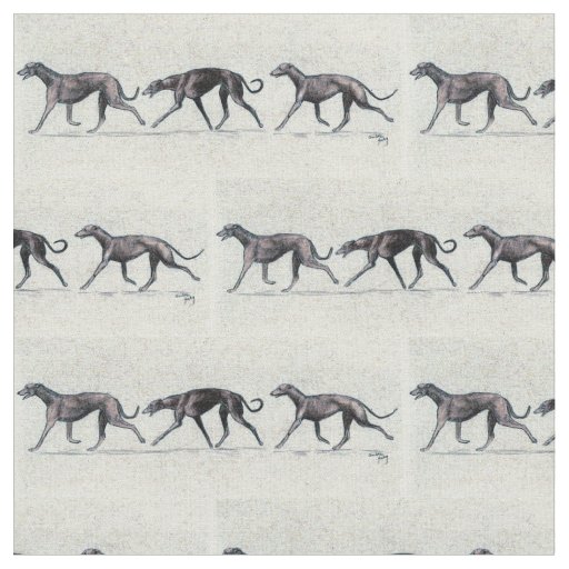 Trotting Greyhounds Dog Art Fabric