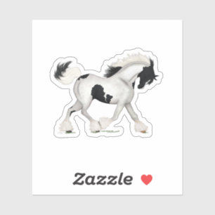 Trotting Gypsy Horse Tobiano Pinto Piebald Pony Sticker