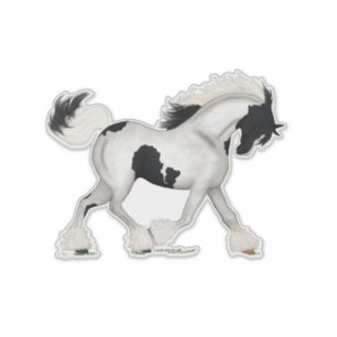 Trotting Gypsy Vanner Horse Pinto Pony Sticker