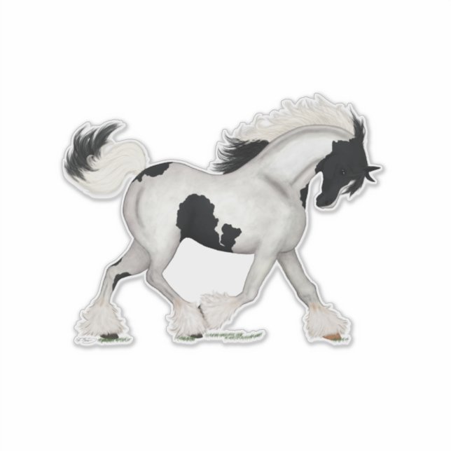 Trotting Gypsy Vanner Horse Pinto Pony Sticker (Front)