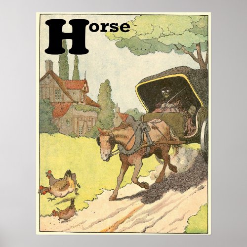 Trotting Horse Animal Alphabet Poster