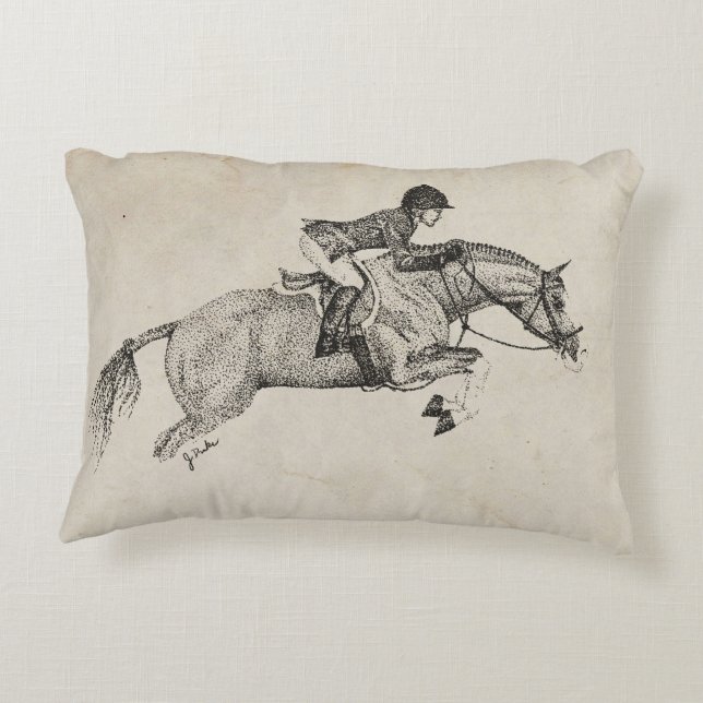 Trotting Horse Holiday Christmas Decorative Pillow (Back)