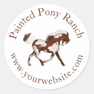Trotting Overo Skewbald Paint Horse Custom Logo Classic Round Sticker
