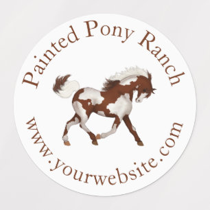 Trotting Overo Skewbald Paint Horse Custom Logo Labels