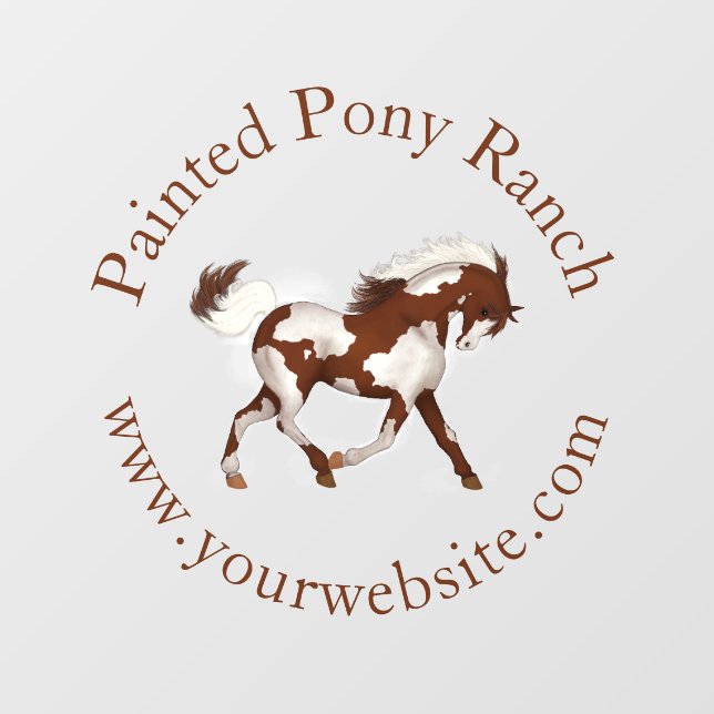Trotting Overo Skewbald Paint Horse Custom Logo Wall Decal (Front)