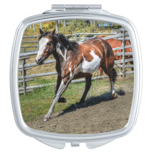 Trotting Paint Pinto Ranch Horse Vanity Mirror