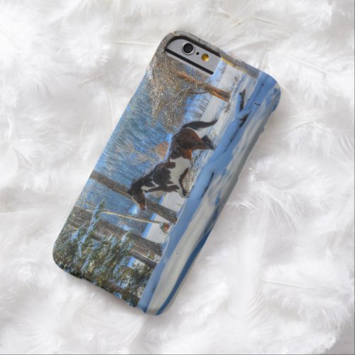 Trotting Pinto Paint Stallion  Winter Snows Barely There iPhone 6 Case