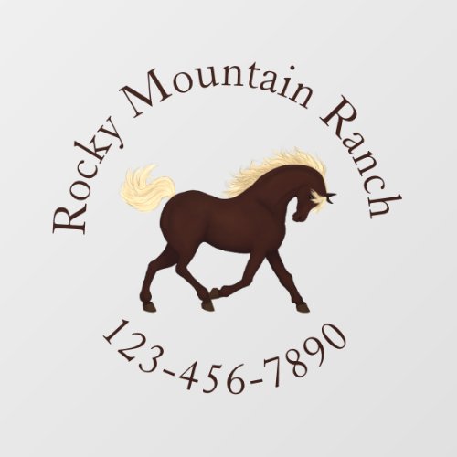 Trotting Rocky Mountain Horse Circular Text Custom Wall Decal