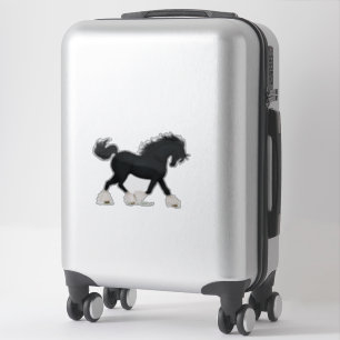 Trotting Shire Horse Draft Black with Blaze Sticker