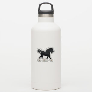 Trotting Shire Horse Draft Black with Blaze Sticker
