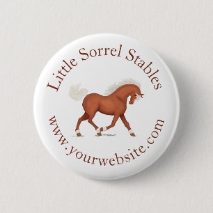 Trotting Sorrel Horse Circular Text Custom Button