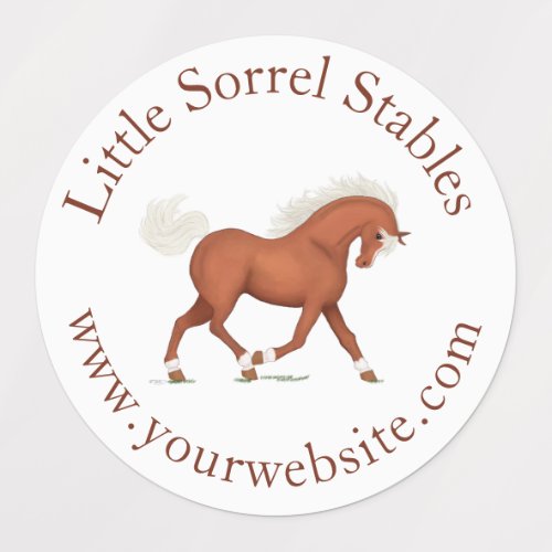 Trotting Sorrel Horse Circular Text Custom Labels