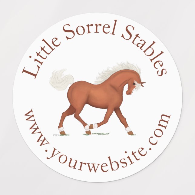 Trotting Sorrel Horse Circular Text Custom Labels (Design 1)