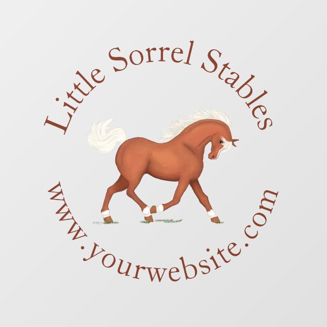 Trotting Sorrel Horse Circular Text Custom Wall Decal (Front)