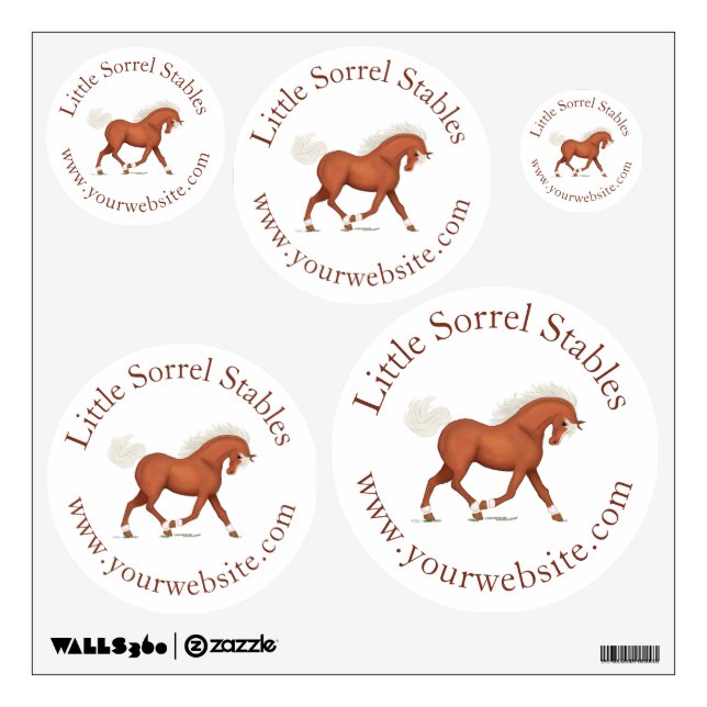 Trotting Sorrel Horse Circular Text Custom Wall Decal (Front)