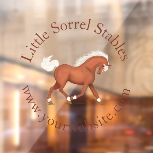 Trotting Sorrel Horse Circular Text Custom Window Cling