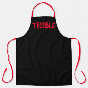 TROUBLE Red Graffiti Apron
