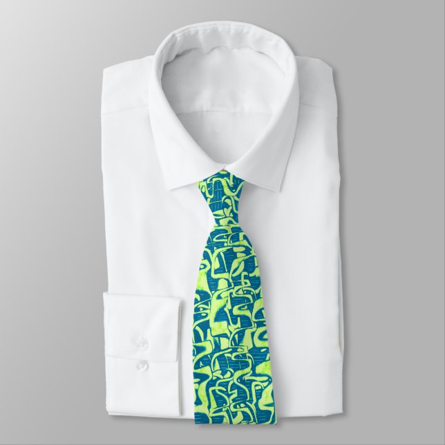 Trouble Retro Abstract Two-sided Neck Tie (Tied)