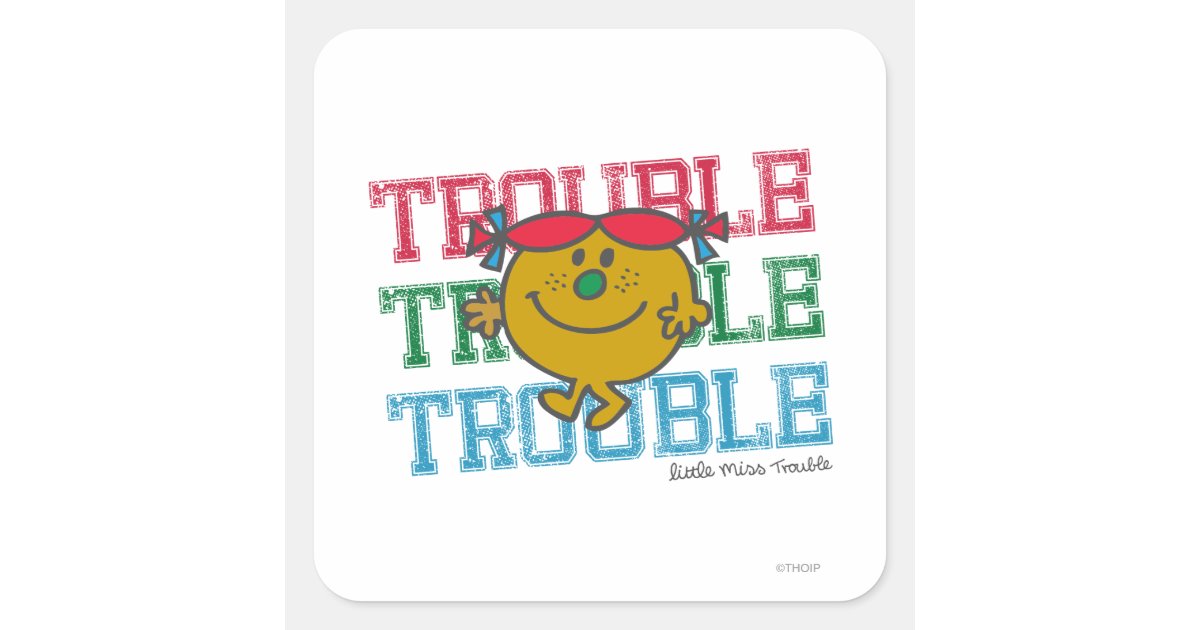 Trouble Sticker Transparent Trouble x3 square sticker | Zazzle