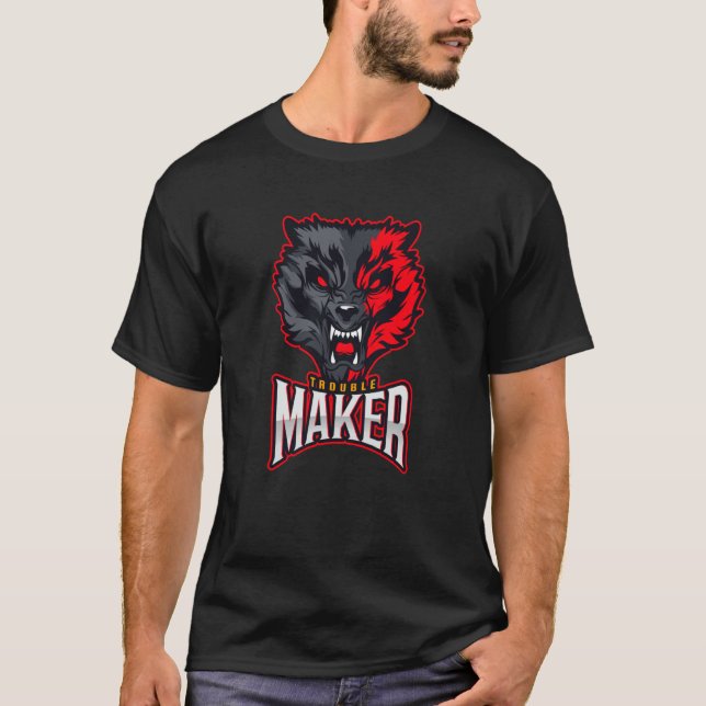 Troublemaker Attitude Rebel Wolf  1 T-Shirt (Front)