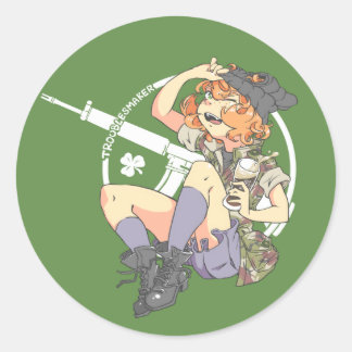 Troublesmaker Dark BG (Armalite) Classic Round Sticker