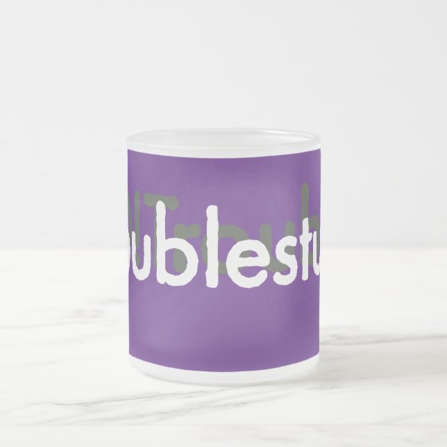 troublestuff! frosted glass coffee mug (Center)