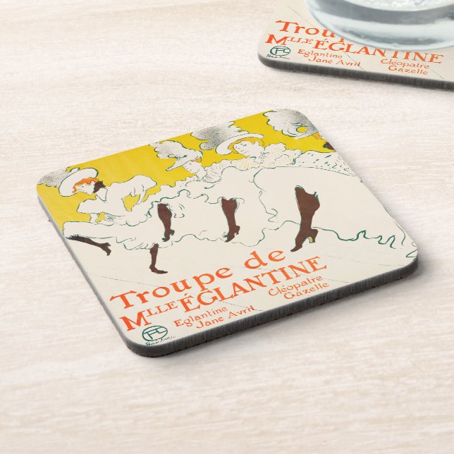 Troupe de Mademoiselle Eglantine, Toulouse Lautrec Beverage Coaster (Left Side)