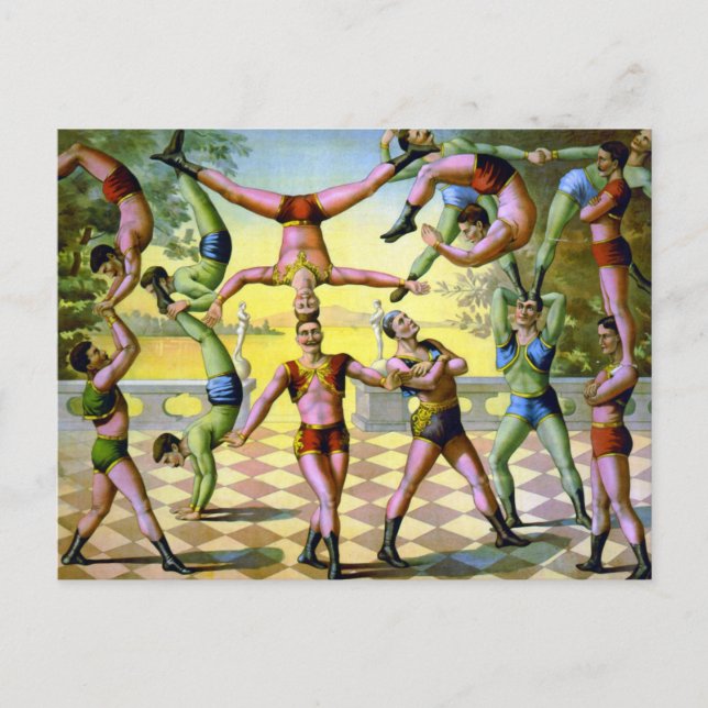 Troupe of Male Acrobats Postcard (Front)