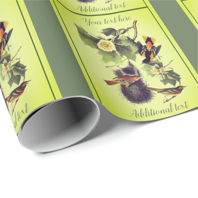 Troupial Oriole Audubon Birds Art Personalized Wrapping Paper (Roll Corner)