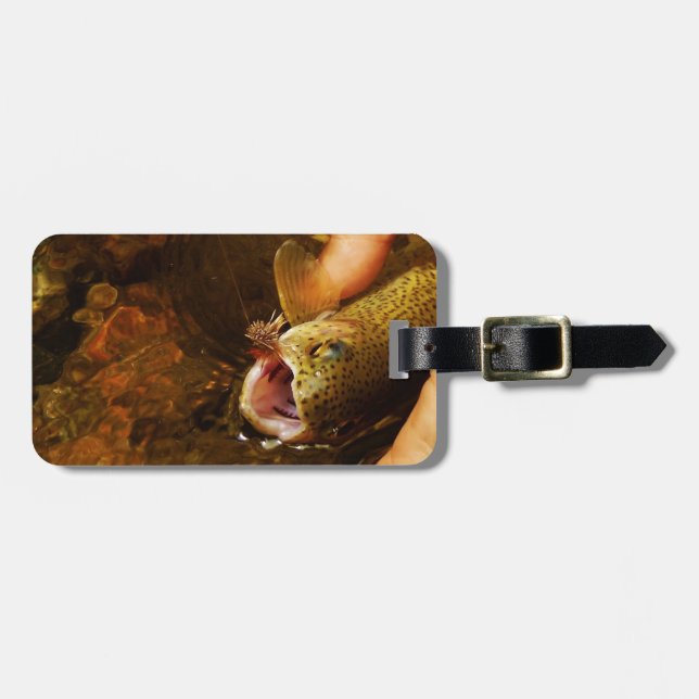 Trout and Fly Luggage Tag (Front Horizontal)