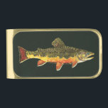 Trout Angler's Gold Finish Money Clip<br><div class="desc">The beautiful colors and patterns of the elusive Brook Trout,  salvelinus fontinalis. Great for fishermen of every persuasion and for ichthyologists,  too. This art is from an original watercolor painting by Mr. Trout Whiskers. Find other fish and fishing designs at the TroutWhiskers Store.</div>