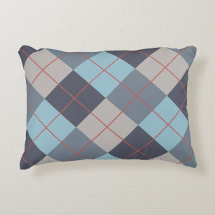 Trout Blue Gray Cotton Seed Orange Red Pattern Accent Pillow