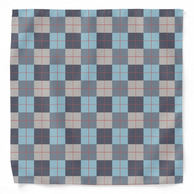 Trout Blue Gray Cotton Seed Orange Red Pattern Bandana (Front)