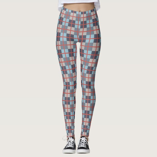 Trout Blue Gray Cotton Seed Orange Red Pattern Leggings (Front)