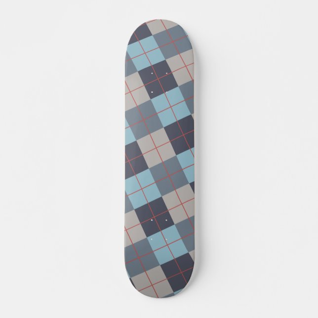 Trout Blue Gray Cotton Seed Orange Red Pattern Skateboard Deck (Front)