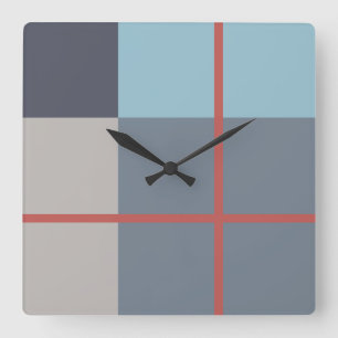 Trout Blue Gray Cotton Seed Orange Red Pattern Square Wall Clock