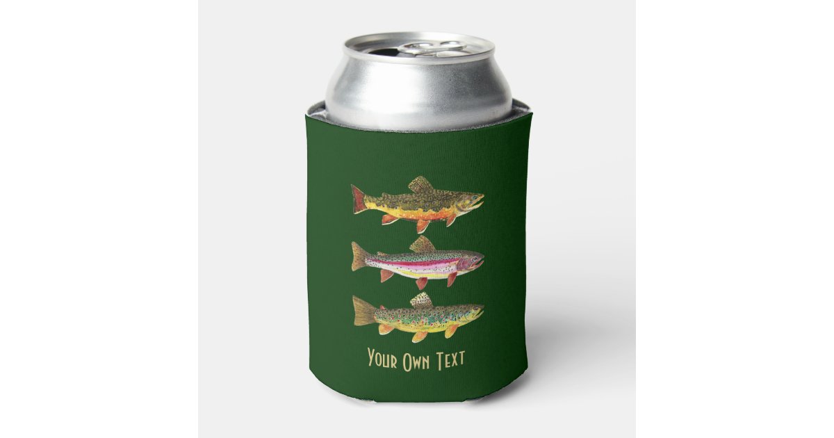 Trout! Brook, Rainbow, Brown - Fishing Ichthyology Can Cooler | Zazzle