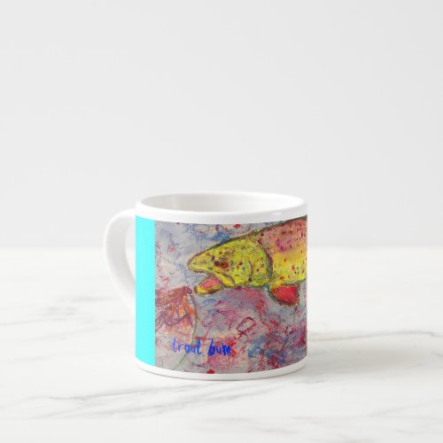 trout bum art espresso cup