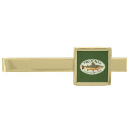 Trout Bum Fisherman, Angler Gold Finish Tie Clip