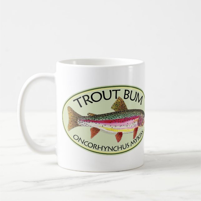 Trout Bum Fishing Coffee Mug (Left)