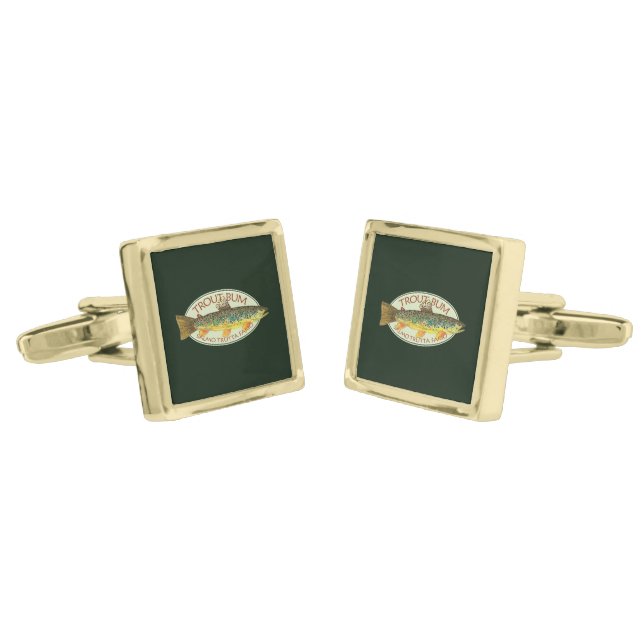 Trout Bum Fishing Cufflinks (Angled)