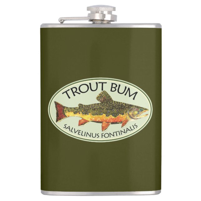 Trout Bum Fishing Hip Flask (Front)