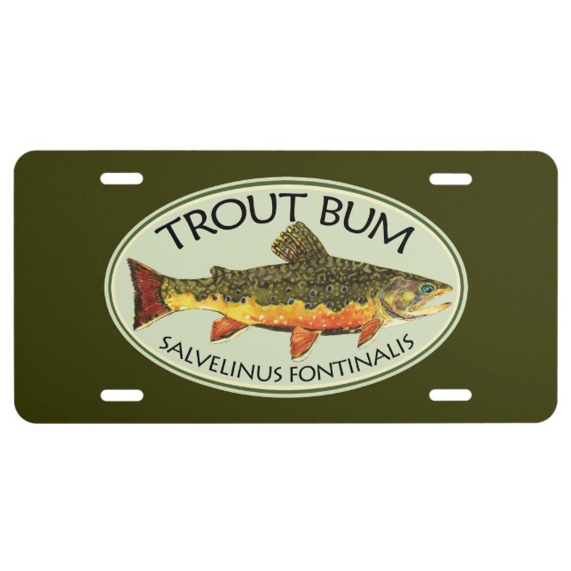 Trout Bum Fishing License Plate (Front)