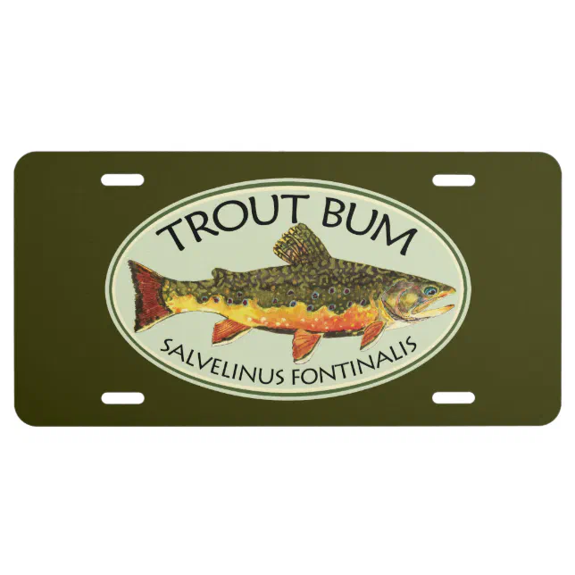 Trout Bum Fishing License Plate Zazzle