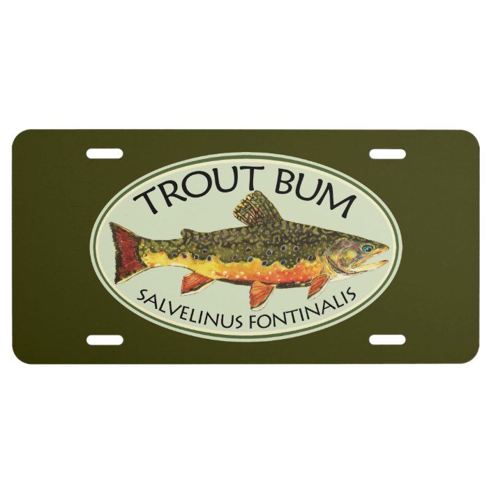 Trout Bum Fishing License Plate